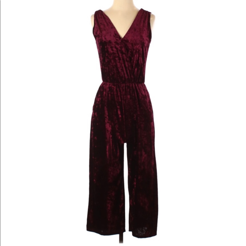 NWT Burgundy Velvet Jumpsuit Xhilaration